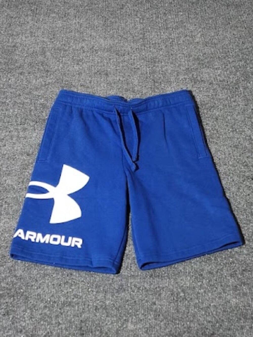 Under Armour Youth Blue/White Fleece Athletic Shorts Drawstring Pockets Size M